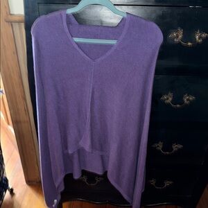 Vibrant Purple 100% Cashmere V-Neck shrug with Asymmetrical Hem